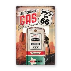 Plaque Métal Route US 66 Gasoline