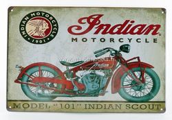 Plaque Métal INDIAN Moto Rouge