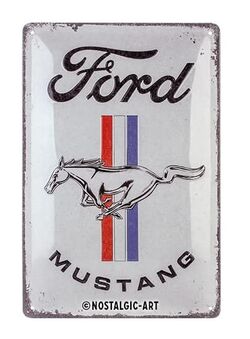 Plaque Métal FORD Mustang - Horse & Stripes Logo