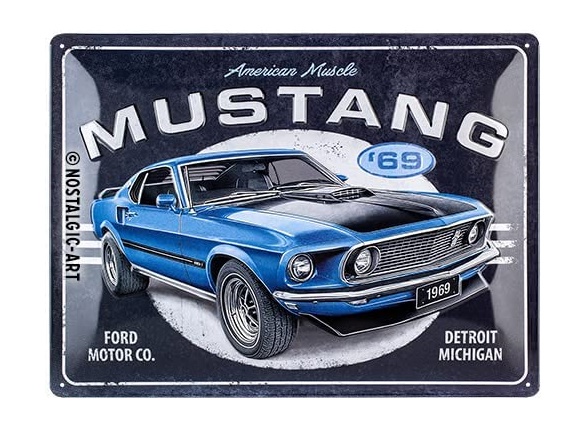 photo n°1 : Plaque métal Mustang 1969 Mach I Blue