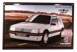 Plaque Métal PEUGEOT 205 GTI Blanche