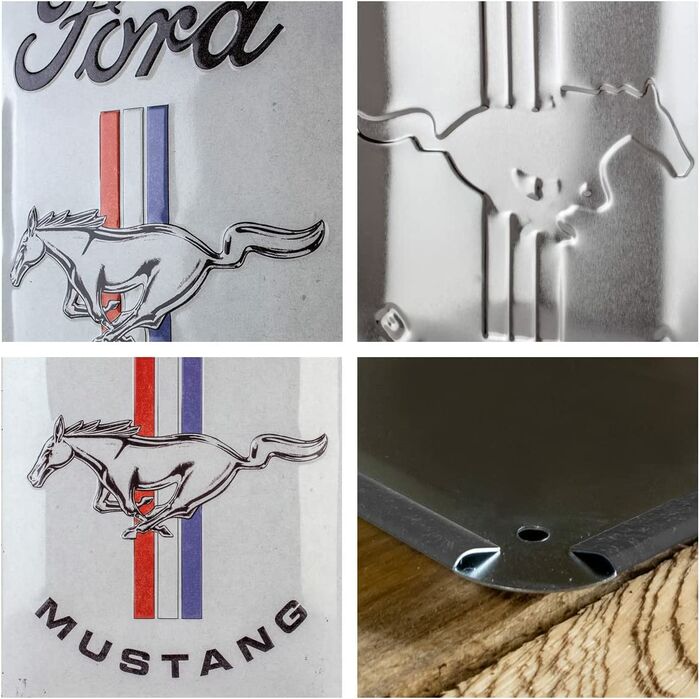 photo n°2 : Plaque Métal FORD Mustang - Horse & Stripes Logo