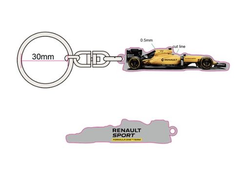 Porte-clés Voiture De Course Formule 1 Argenté Gravure